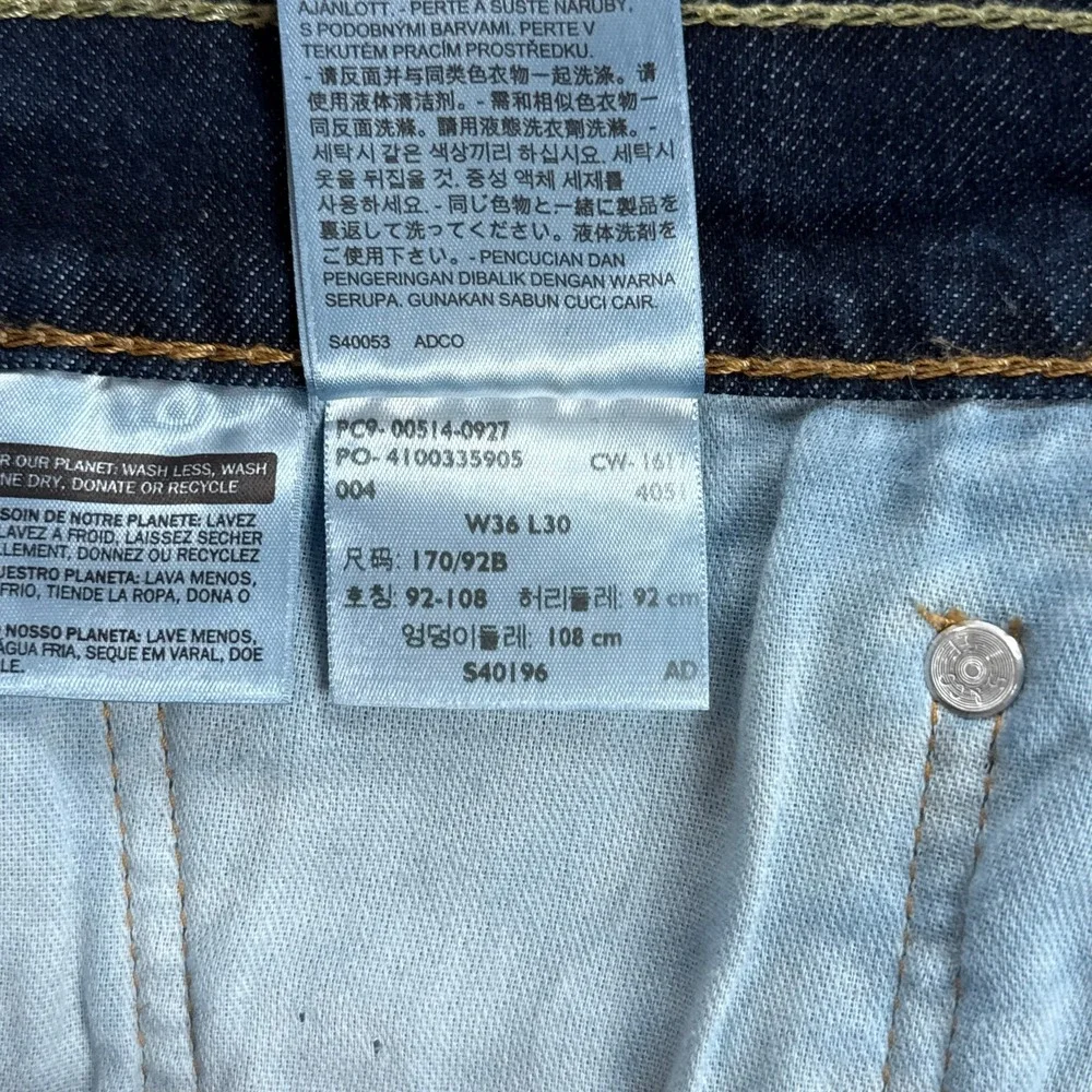 Levis Mens Jeans 36x30 Blue 514 Straight Fit Dark Wash Denim Stretch